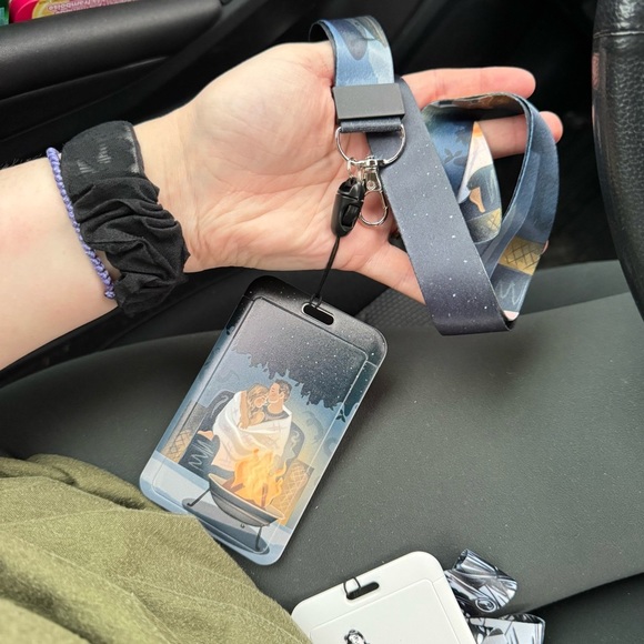 Starry Night/Girl on MotorCycle Lanyard with ID Holders (2 in total) - Picture 1 of 8